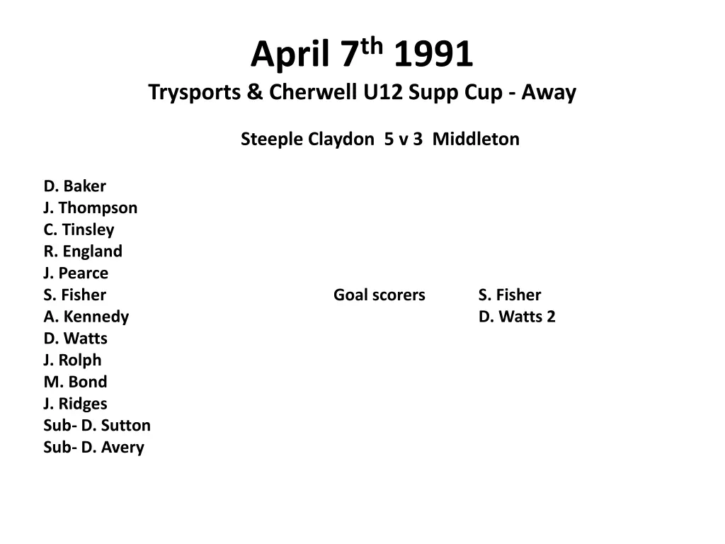 april 7 th 1991 trysports cherwell u12 supp