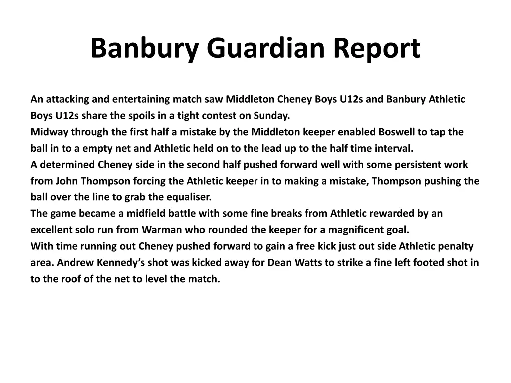 banbury guardian report 1