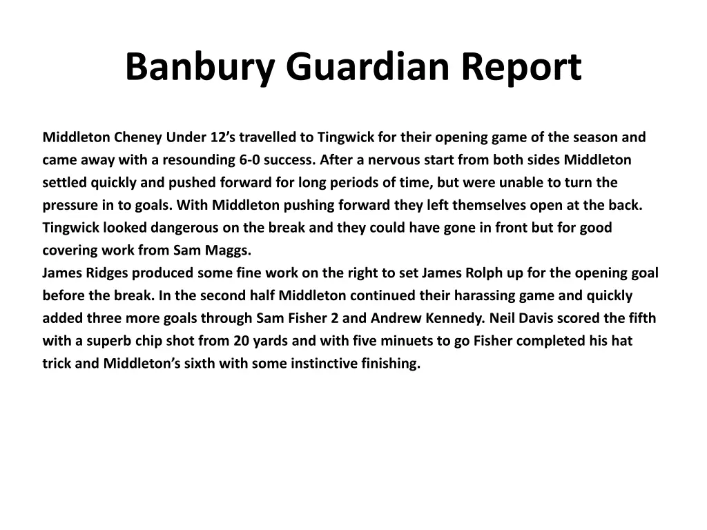 banbury guardian report