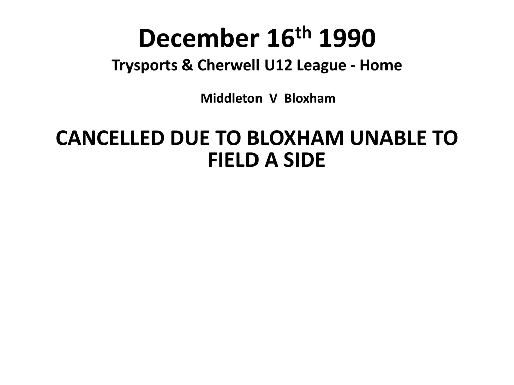 december 16 th 1990 trysports cherwell u12 league