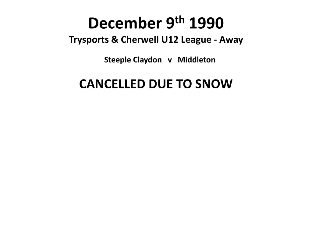 december 9 th 1990 trysports cherwell u12 league