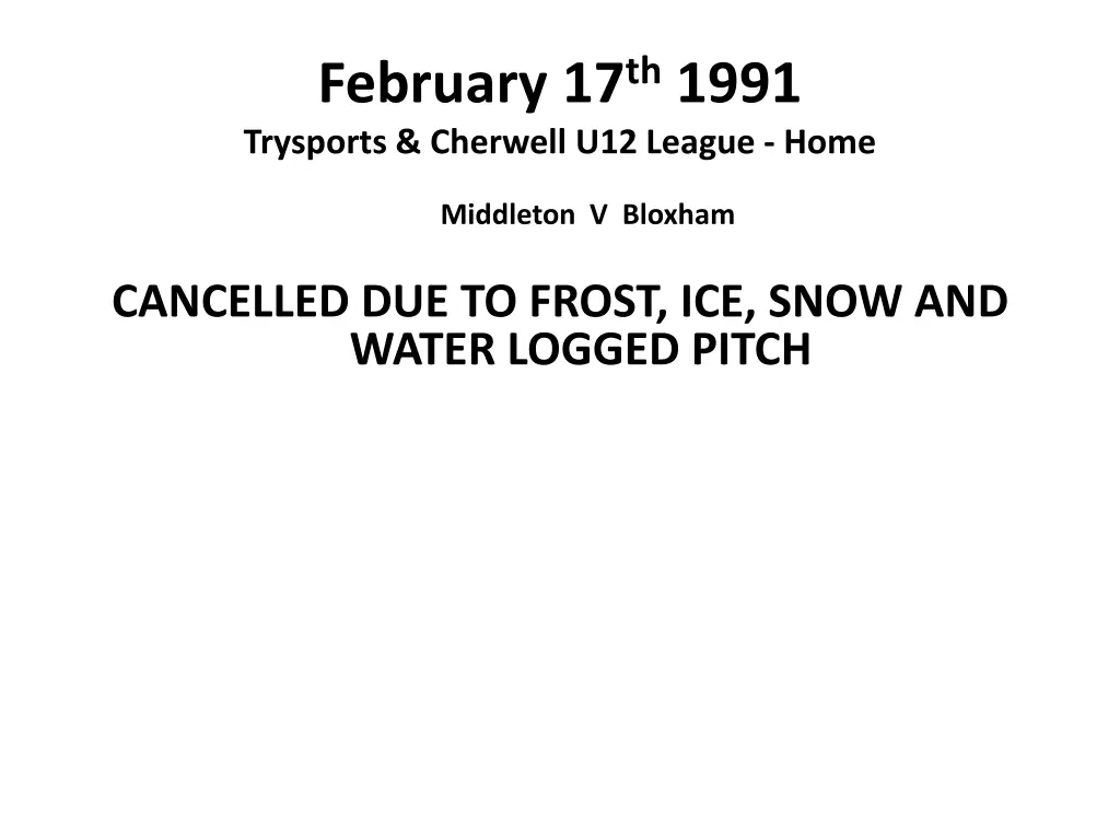 february 17 th 1991 trysports cherwell u12 league