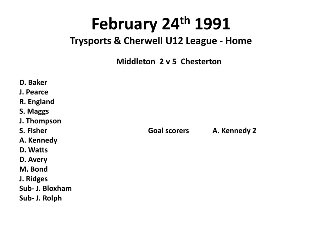 february 24 th 1991 trysports cherwell u12 league