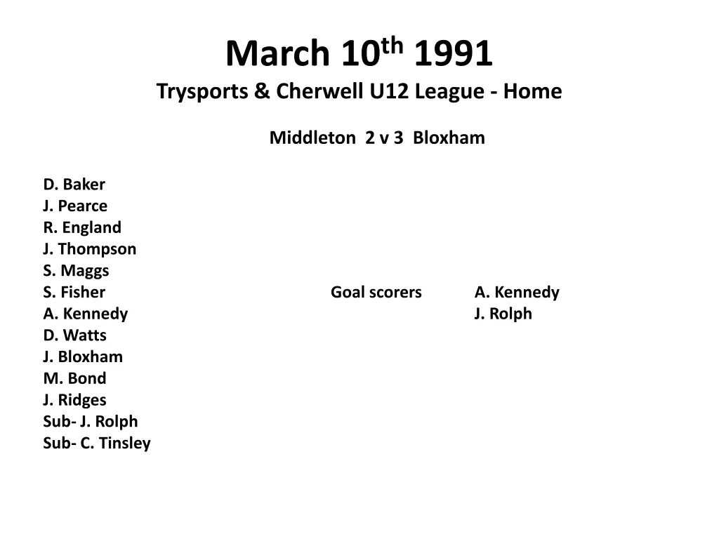 march 10 th 1991 trysports cherwell u12 league