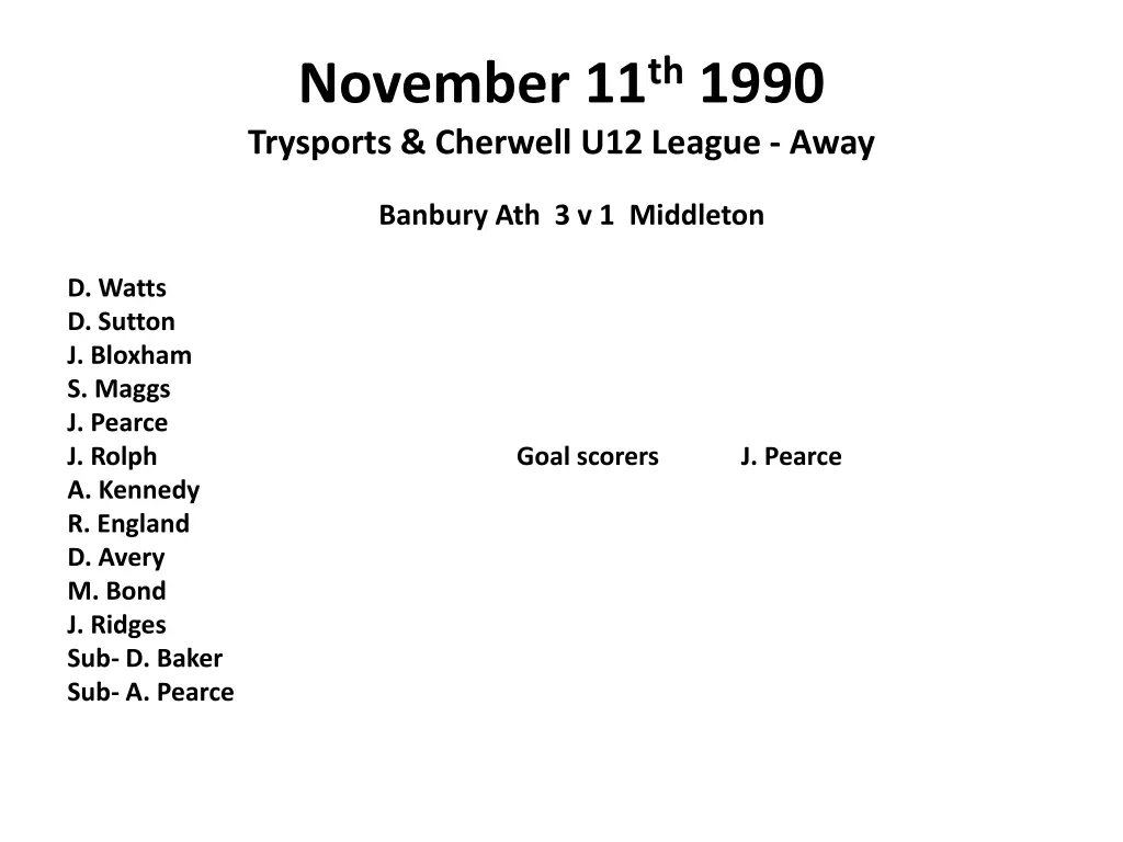 november 11 th 1990 trysports cherwell u12 league