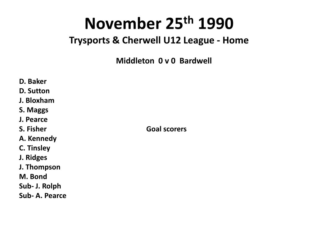 november 25 th 1990 trysports cherwell u12 league