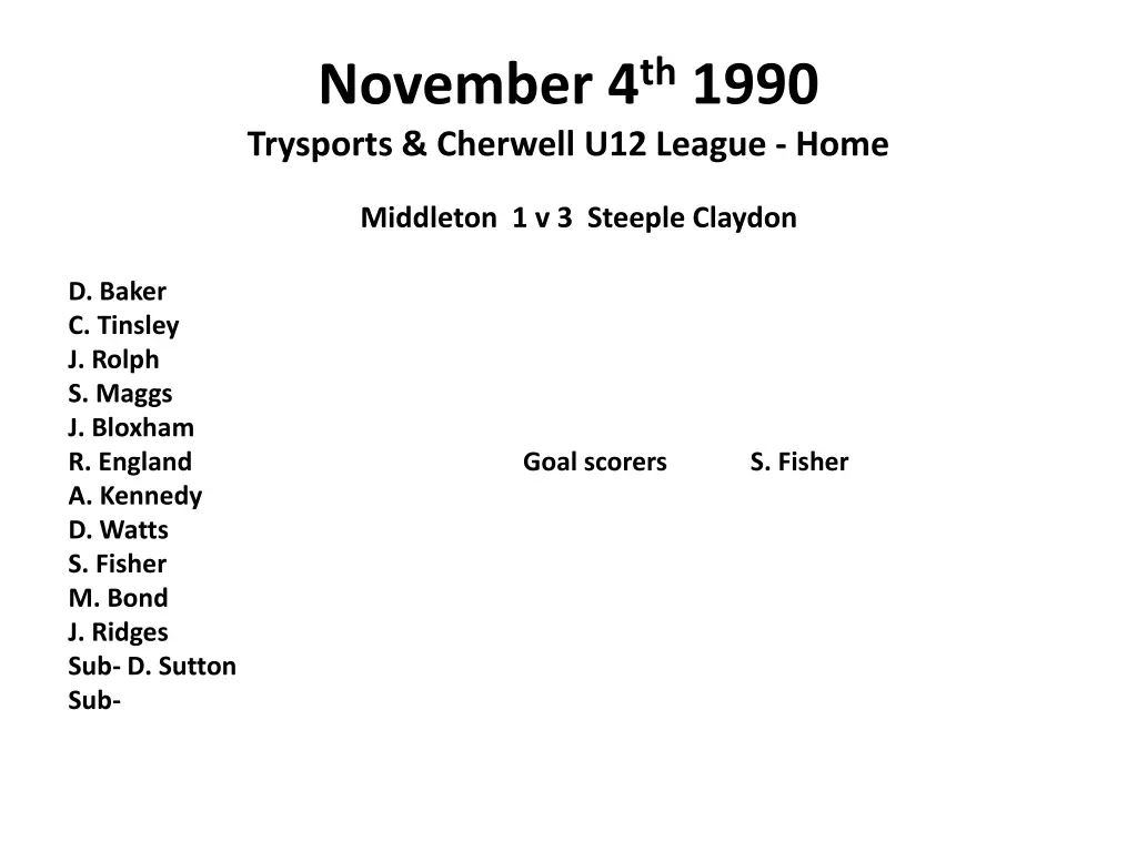 november 4 th 1990 trysports cherwell u12 league