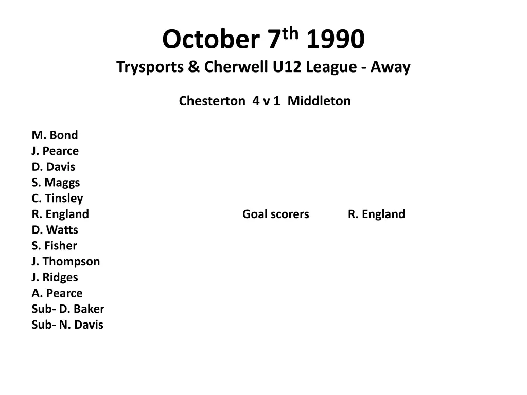 october 7 th 1990 trysports cherwell u12 league