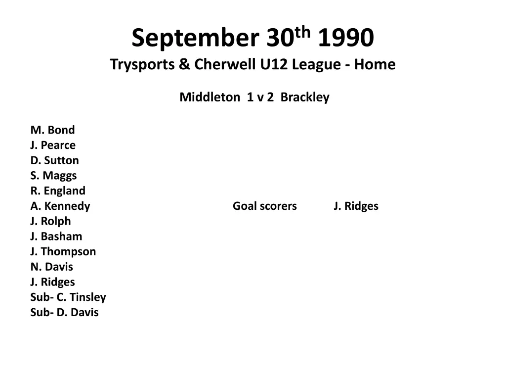 september 30 th 1990 trysports cherwell