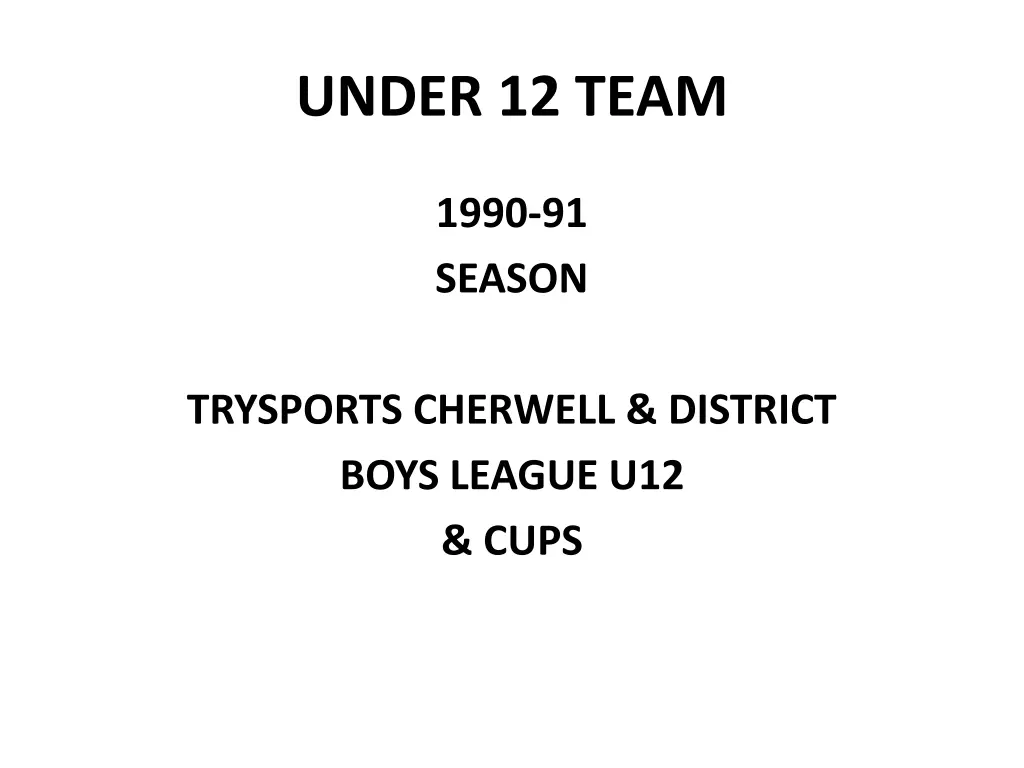 under 12 team