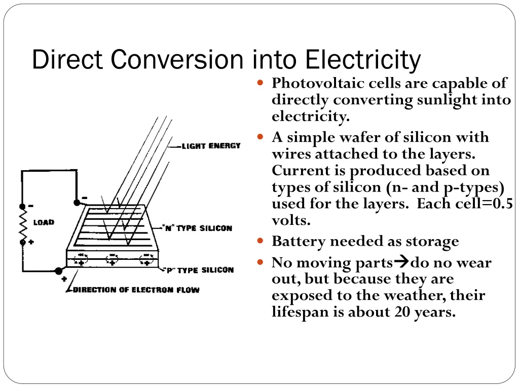 direct conversion into electricity