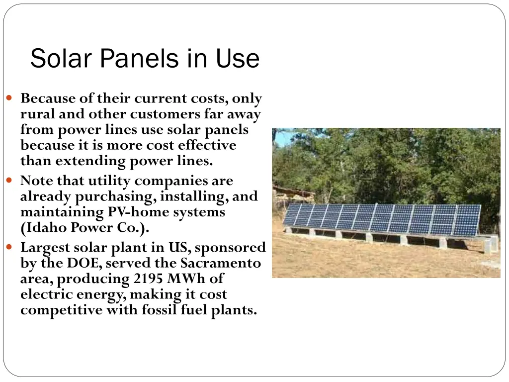 solar panels in use