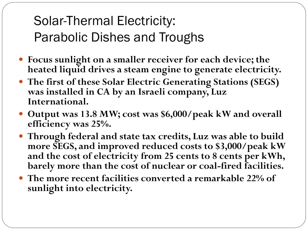 solar thermal electricity parabolic dishes