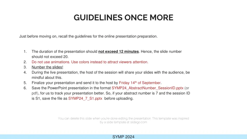 guidelines once more