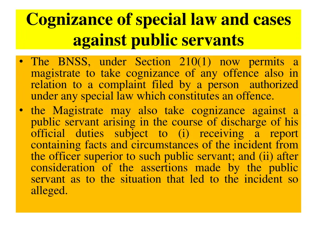 cognizance of special law and cases against