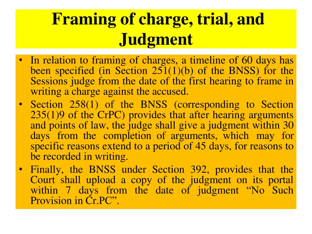 framing of charge trial and judgment in relation