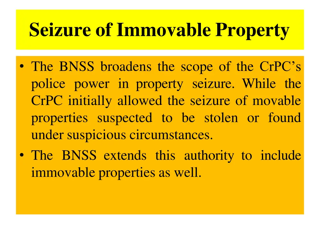 seizure of immovable property