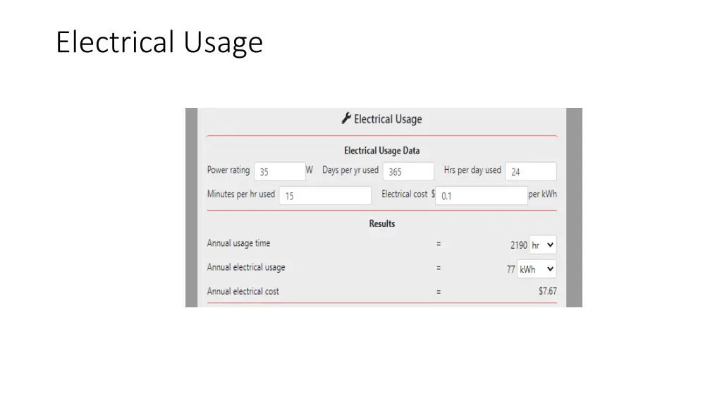 electrical usage