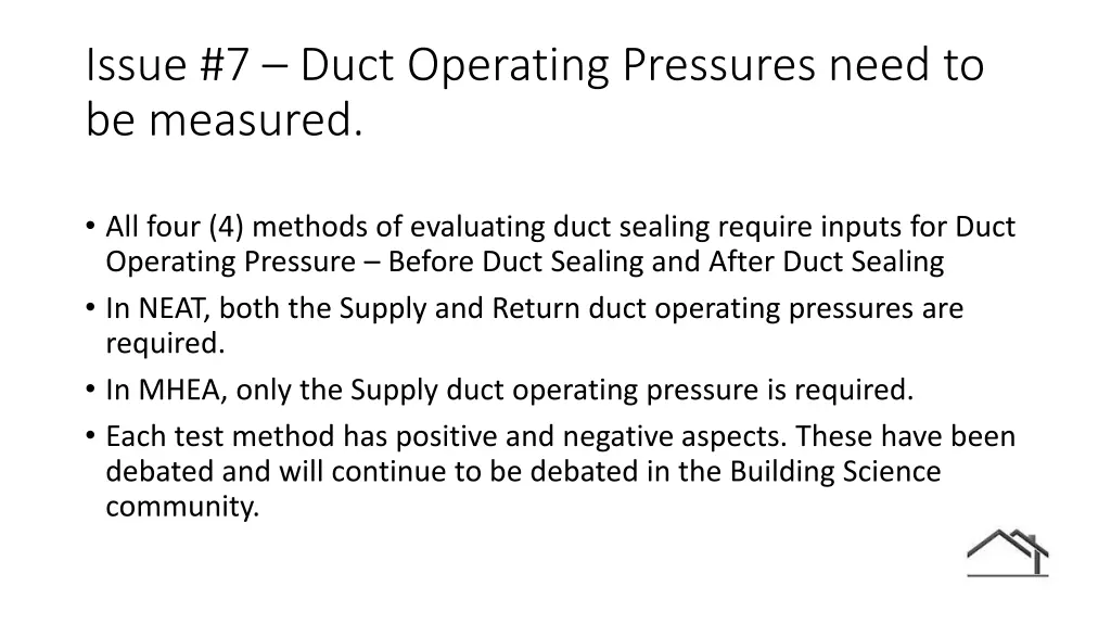 issue 7 duct operating pressures need