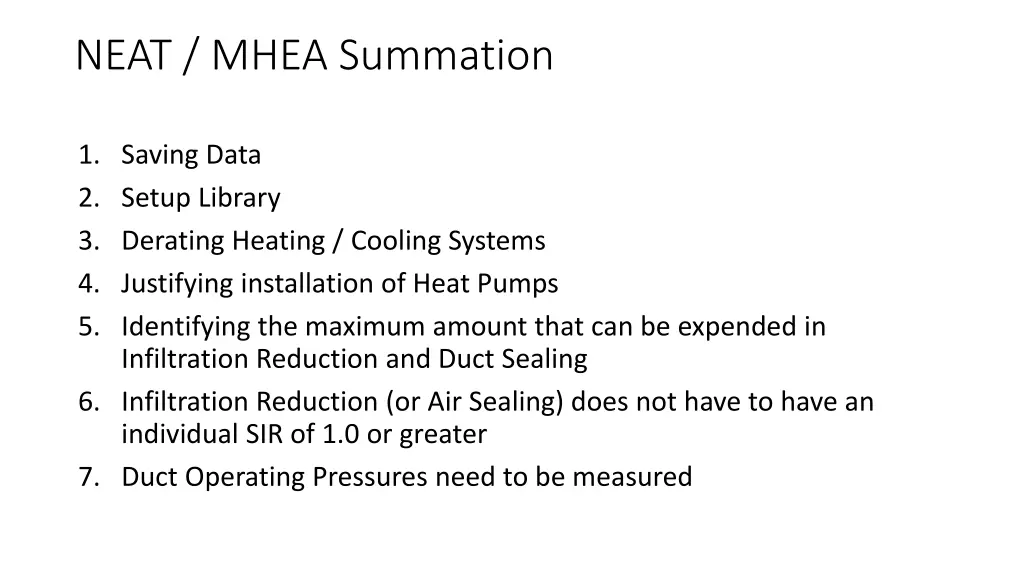 neat mhea summation