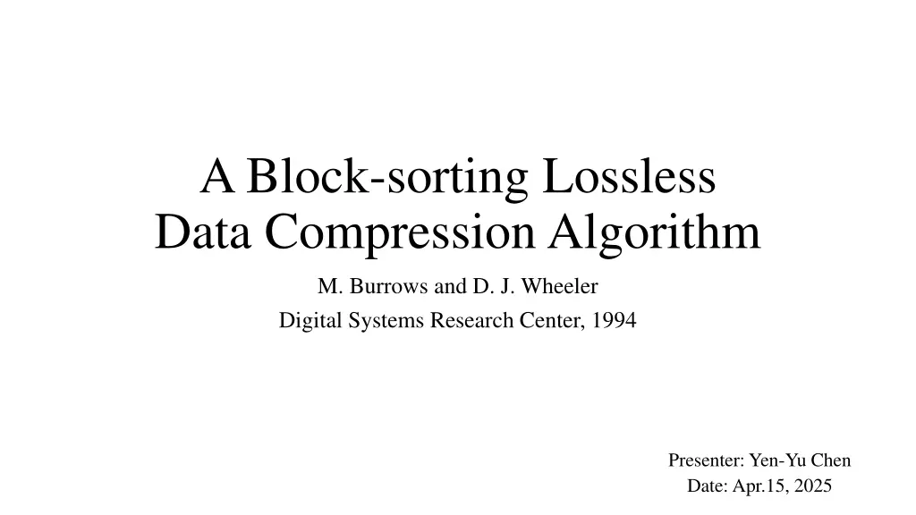 a block sorting lossless data compression