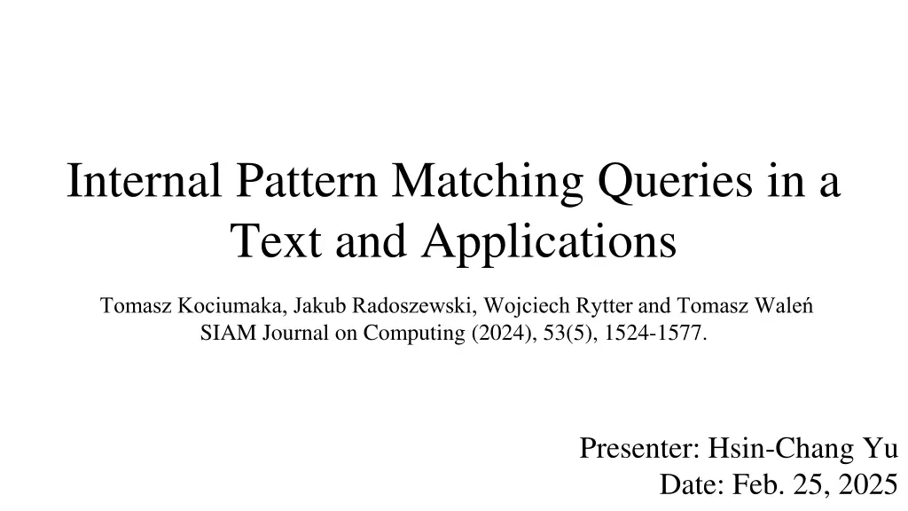 internal pattern matching queries in a text
