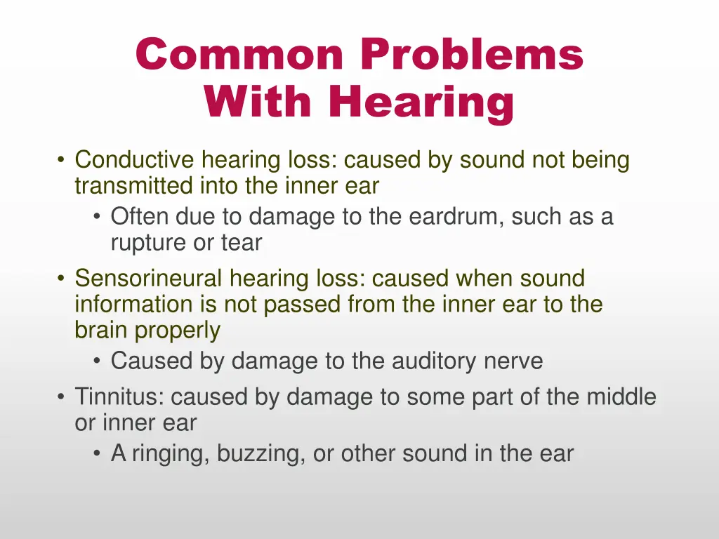common problems with hearing