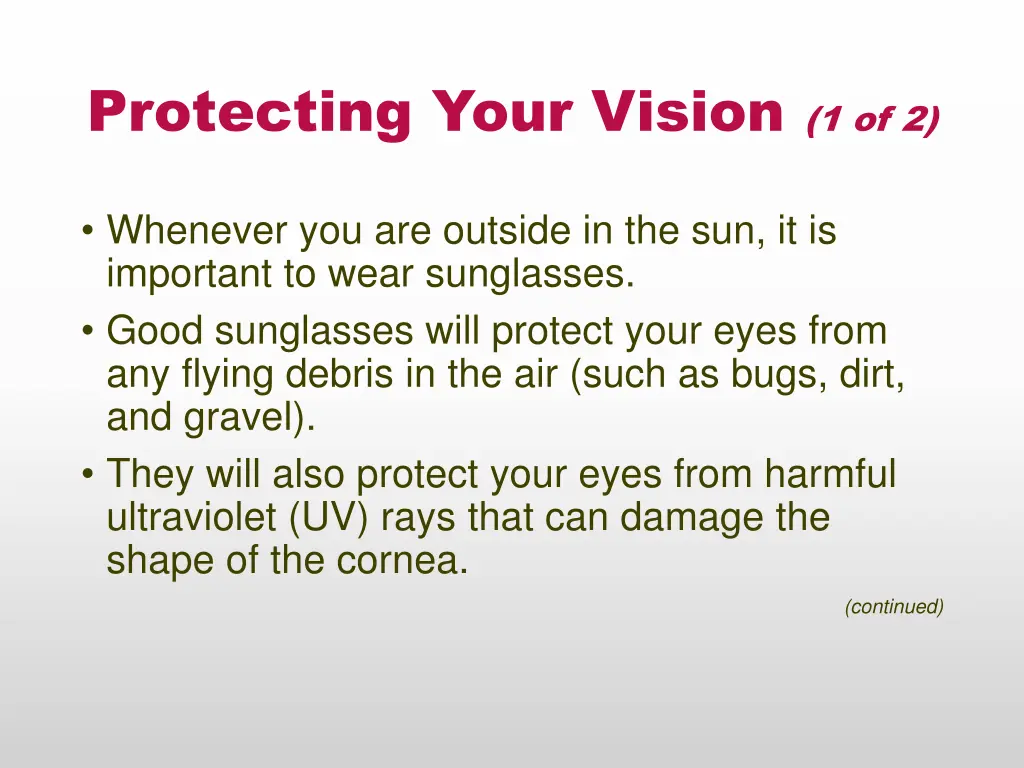 protecting your vision 1 of 2