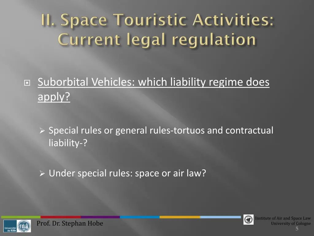 suborbital vehicles which liability regime does