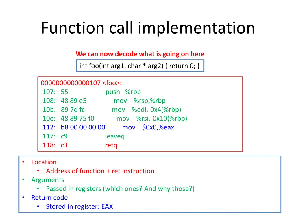 function call implementation