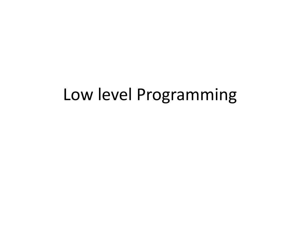 low level programming