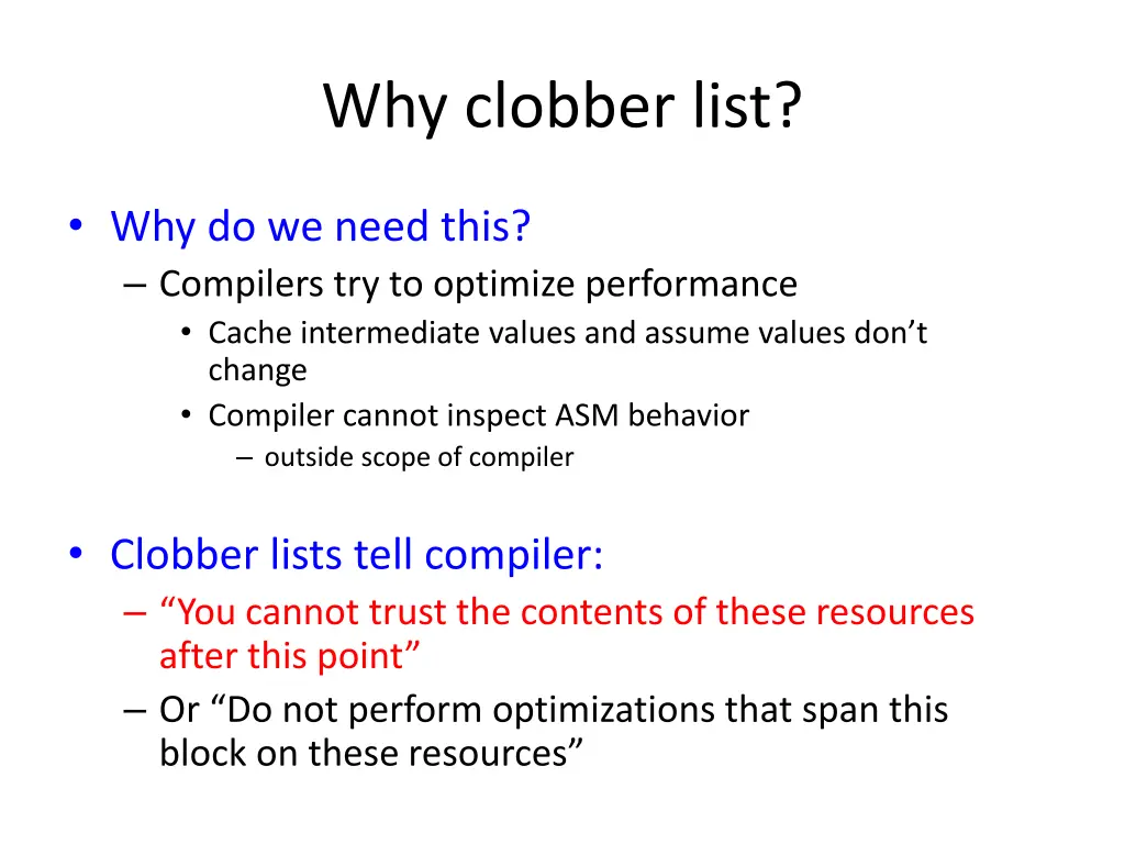 why clobber list