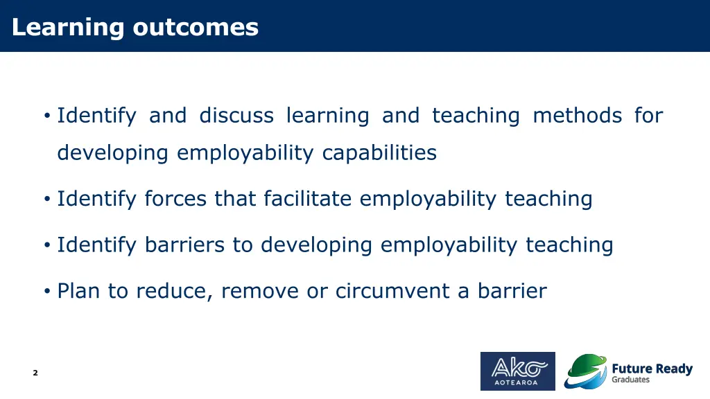 learning outcomes
