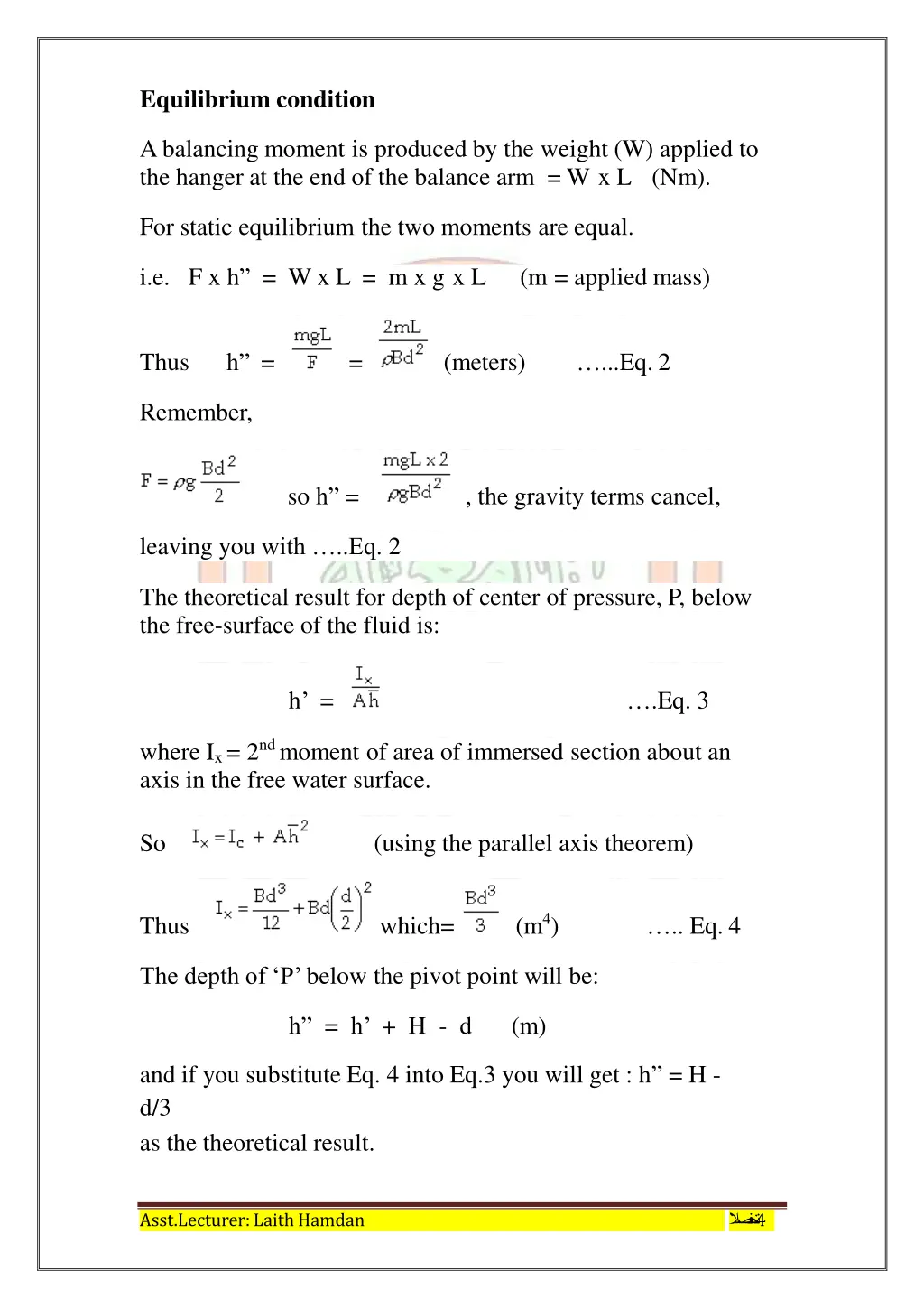 equilibrium condition