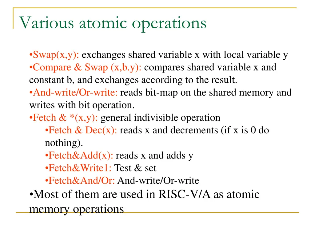 various atomic operations