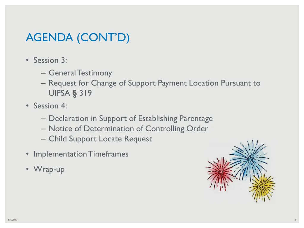 agenda cont d