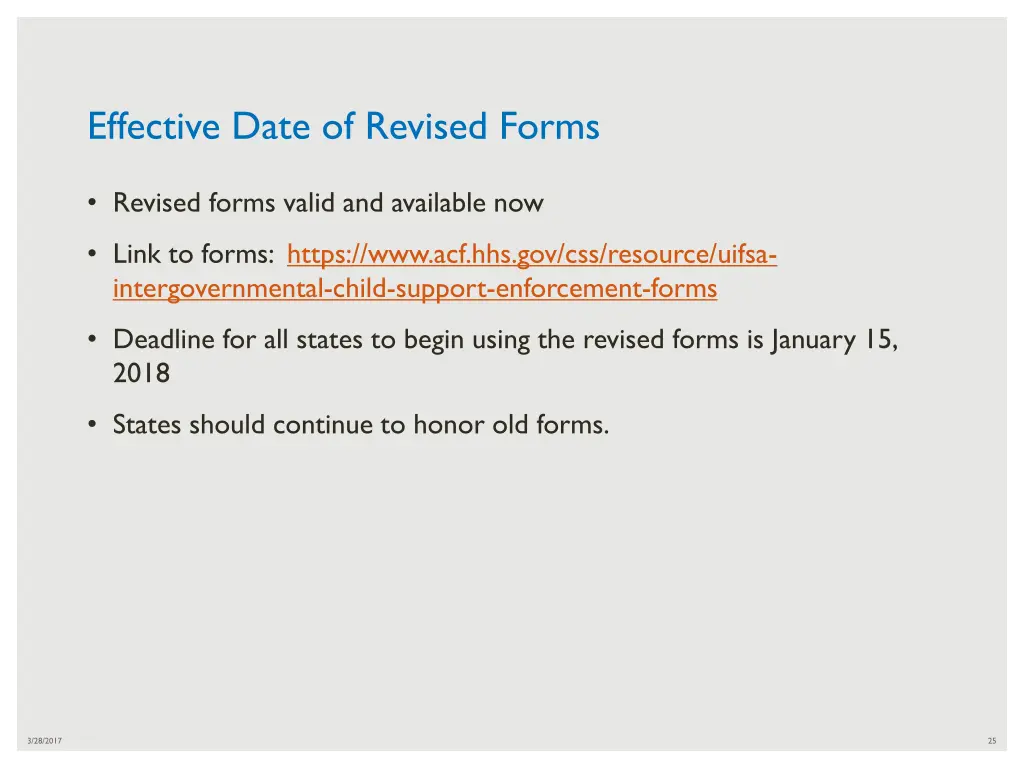 effective date of revised forms