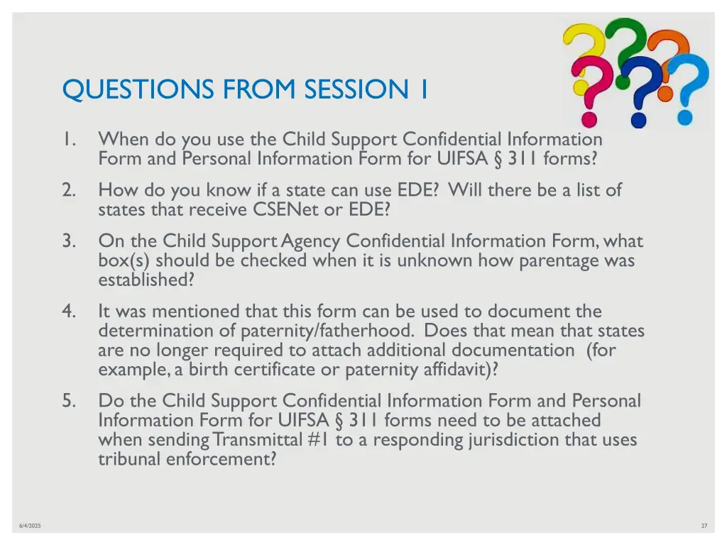 questions from session 1
