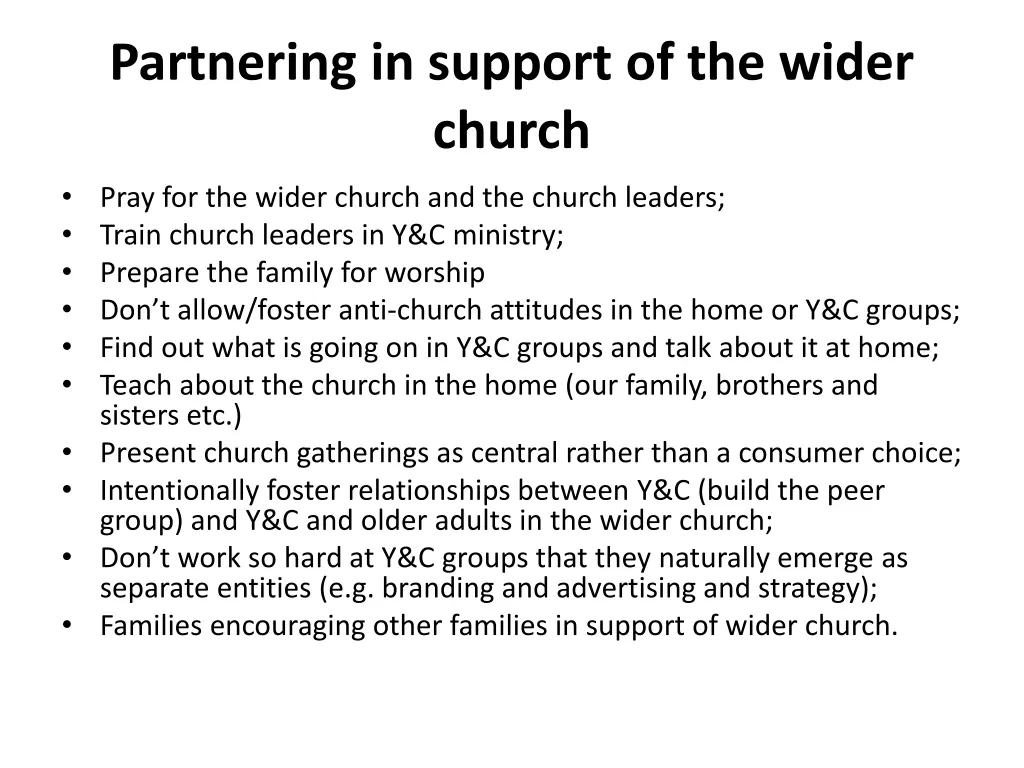partnering in support of the wider church 1