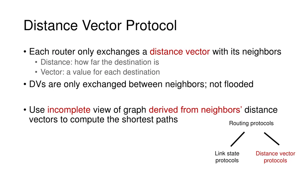 distance vector protocol