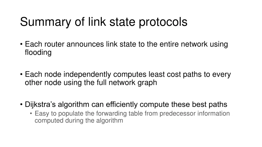 summary of link state protocols