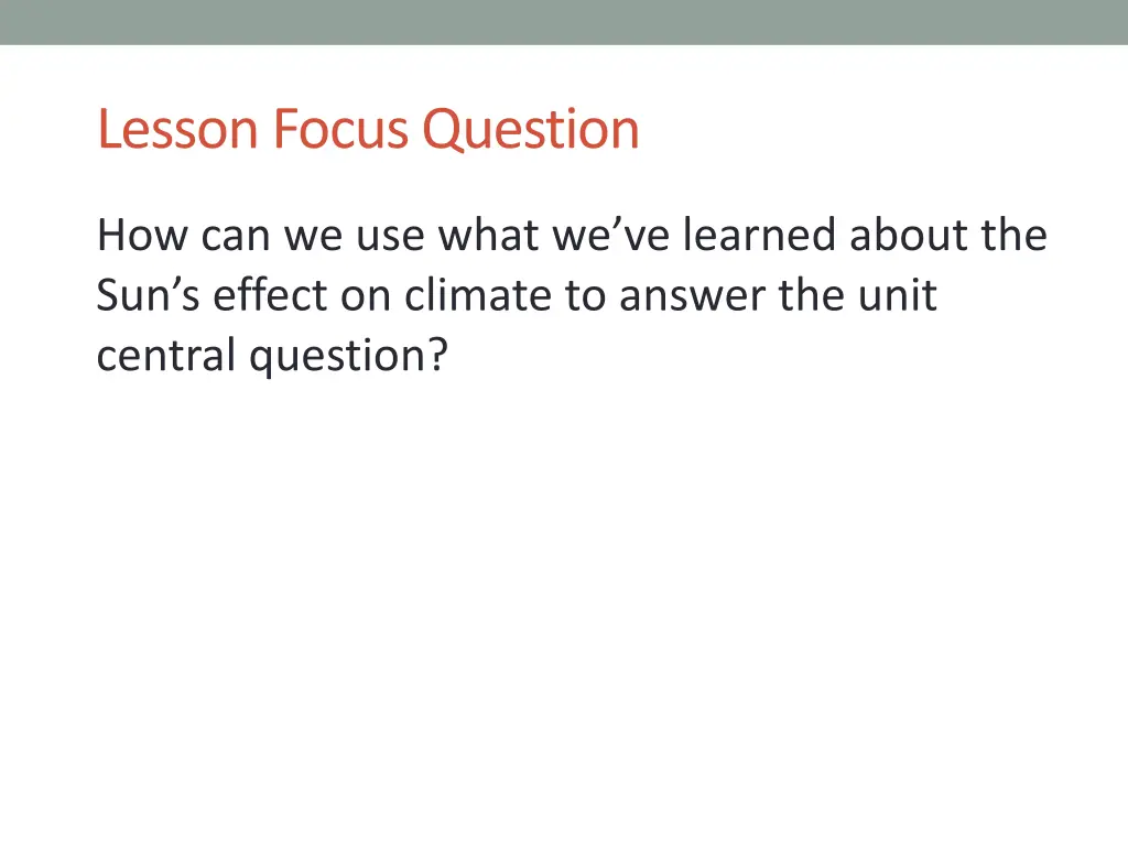 lesson focus question