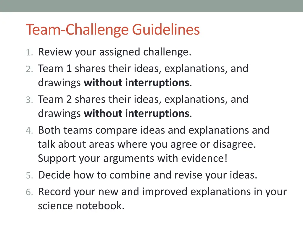 team challenge guidelines