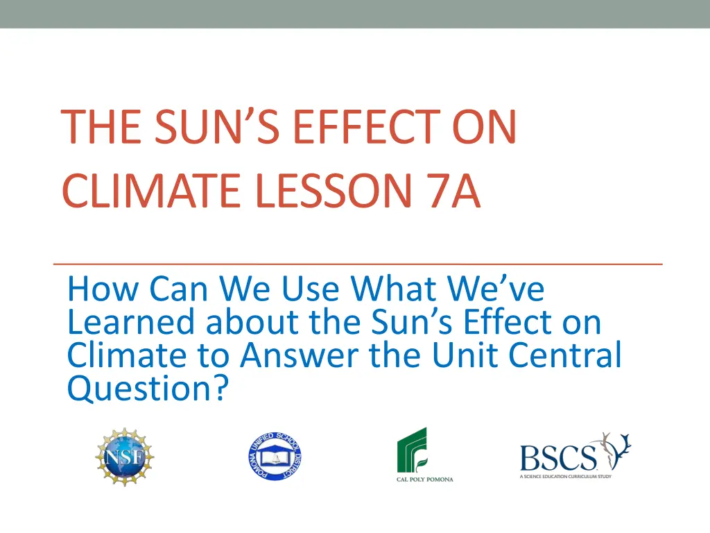 the sun s effect on climate lesson 7a