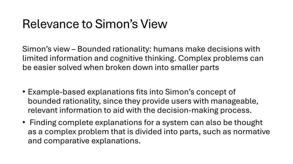 relevance to simon s view