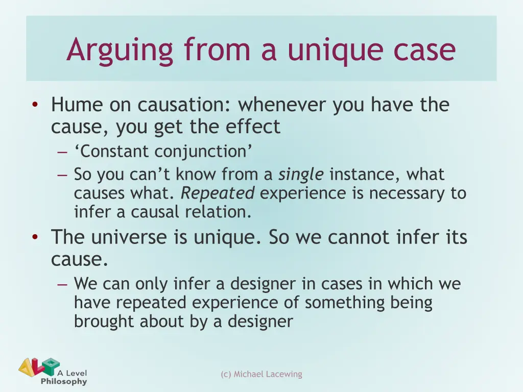 arguing from a unique case