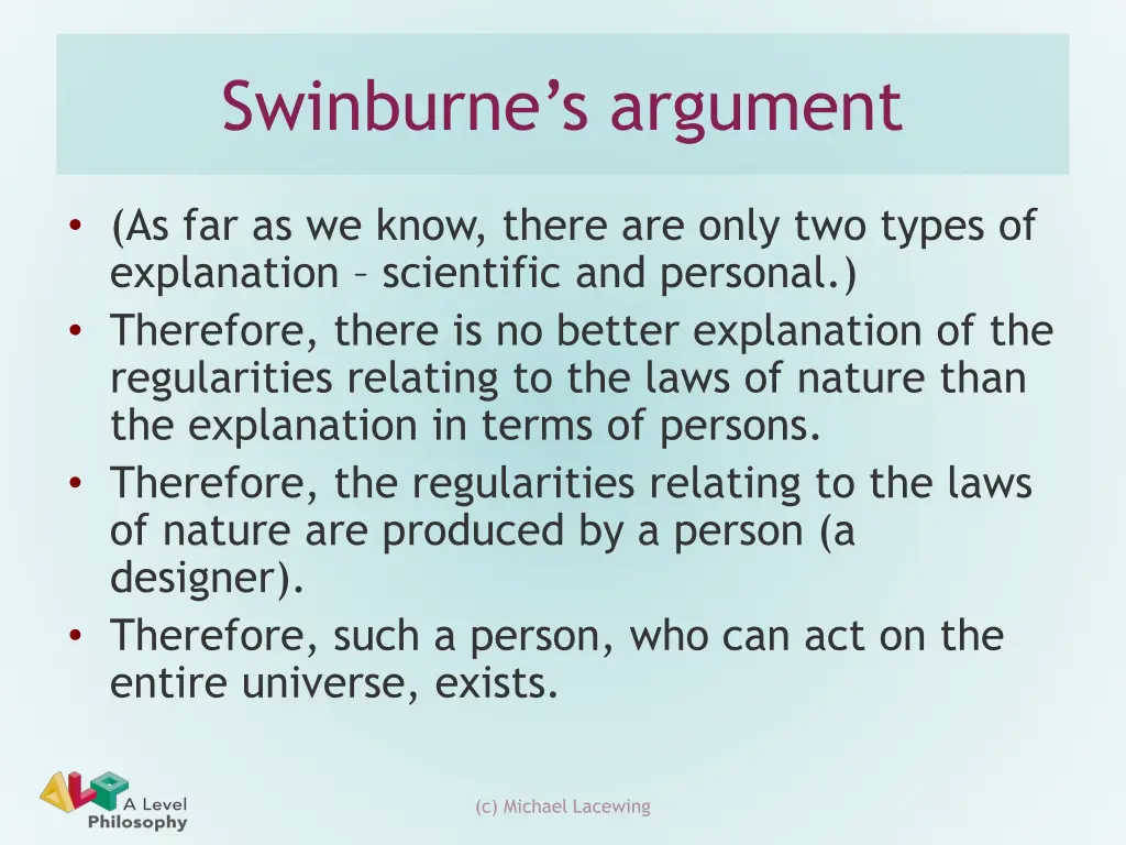 swinburne s argument 1