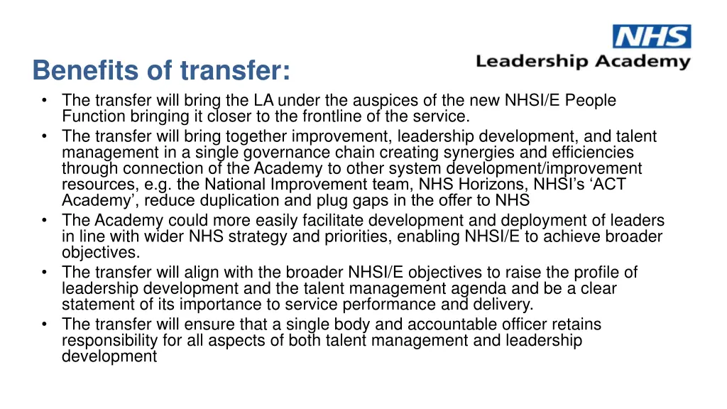 benefits of transfer