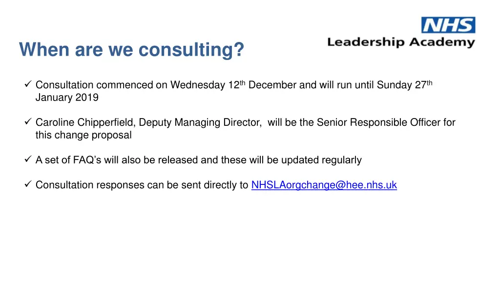 when are we consulting