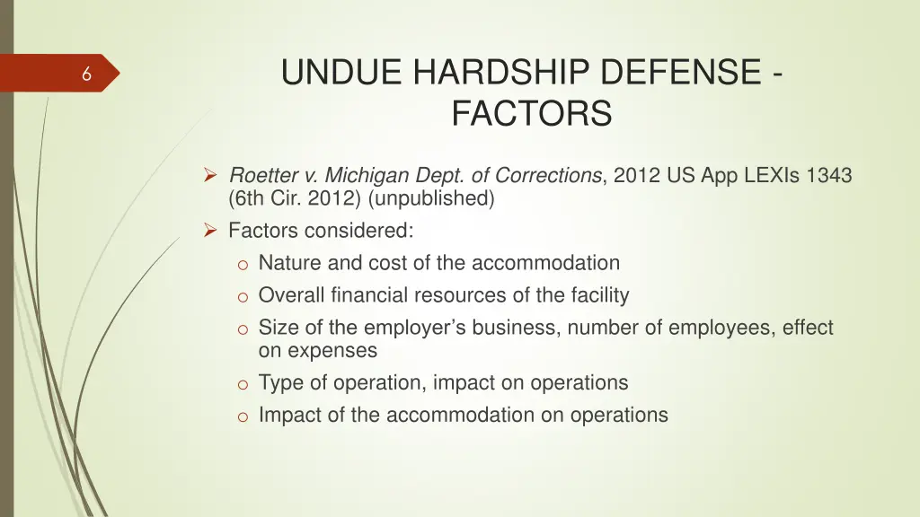undue hardship defense factors